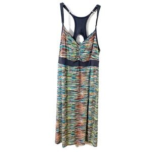 Dakini Multi Colored Stretch Dress Racerback with Cutout Banded Waistline Midi
